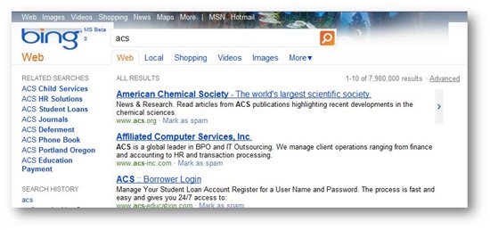 Bing History Search