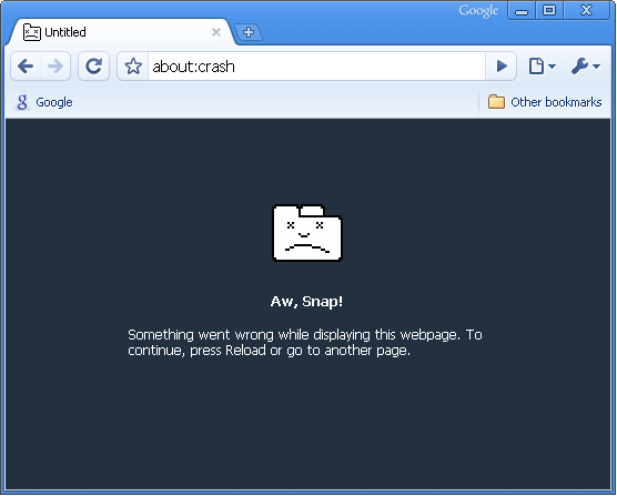google chrome about crash