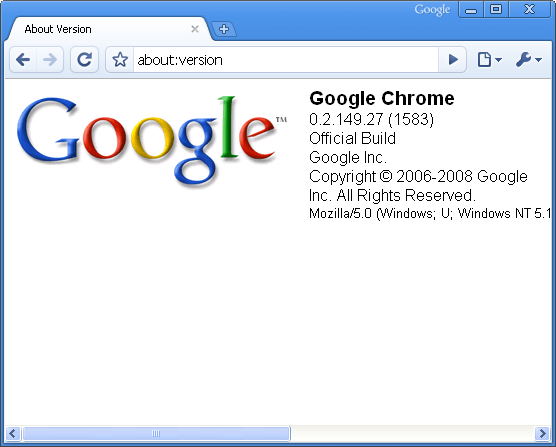 google chrome about version