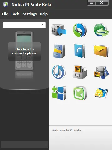 Nokia PC Suite Main Screen