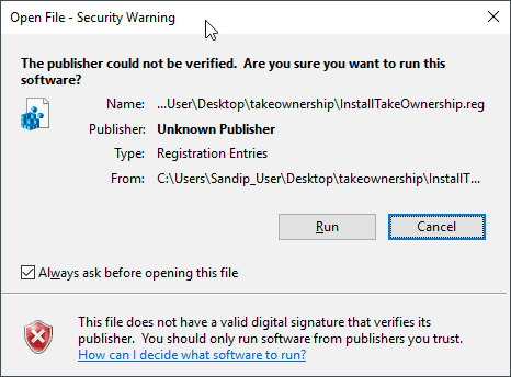 Open File - Security Warning