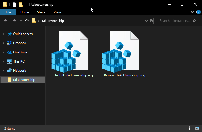 Takeownership Zip File Contents