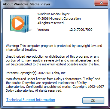 About Windows Media Player 12