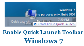 Enable Disable Quick Launch Toolbar