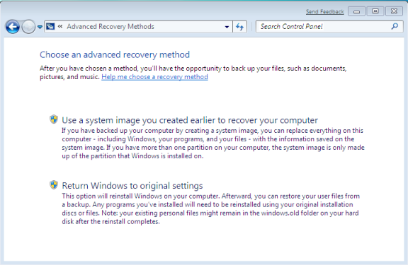 Windows 7 Advance System Recover with System Restore