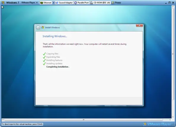 Windows 7 Installation Completed