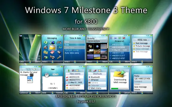 Windows 7 Milestone 3 Theme for Sony Ericsson