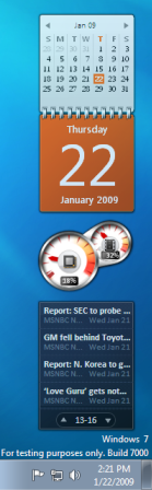 Windows 7 Sidebar with Desktop Gadget