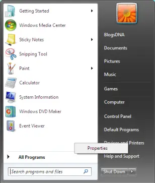 Windows 7 Start Menu