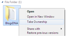 Windows 7 Take Ownership Option