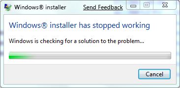 Windows Installer Stopped Working