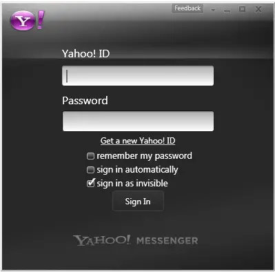 Yahoo Messenger 10 Sing in Screen