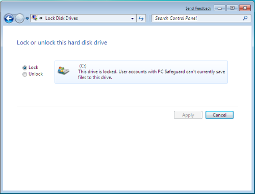 Windows 7 PC Safeguard Lock or Unlock Hard Drive