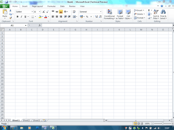 Microsoft Office 2010 Excel Technical Preview 1 