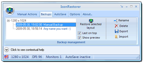 IconRestorer Backups