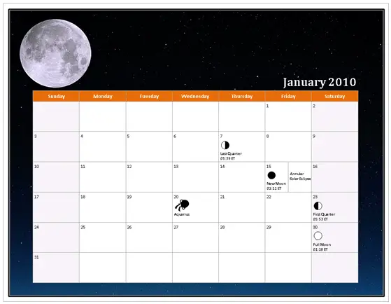 2010 Calendar Templates for Microsoft Office PowerPoint 2007