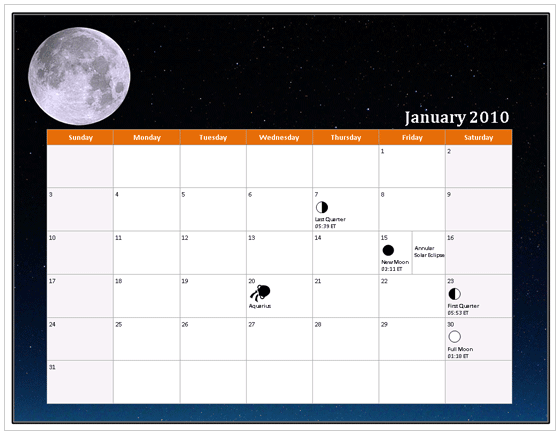 2010 Calendar Templates for Microsoft Office PowerPoint 2007