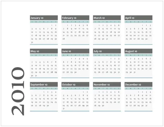 2010 Calendar Templates for Microsoft Office Visio 2007