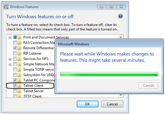 Installing Telnet on Windows 7