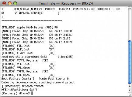 iRecovery Last Command fsboot