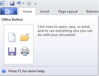 Microsoft Office 2010 Office Button