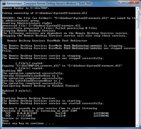 how to enable concurrent remote desktop sessions in windows 10