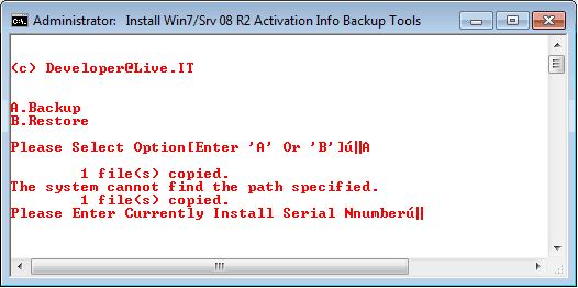 Windows 7 Activation Status backup Tool