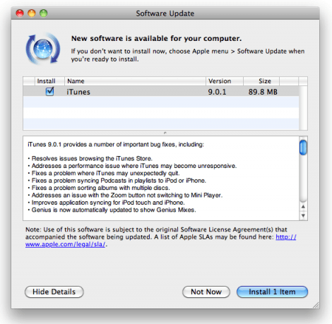 iTunes 9.0.1