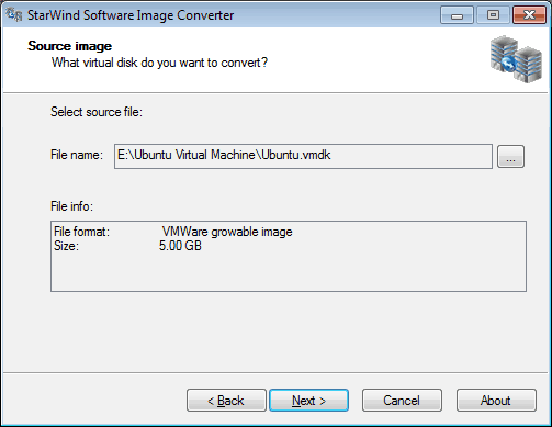 StarWind Image Converter Source Disk