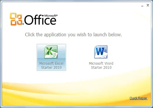 Start Portable Office 2010 Starter