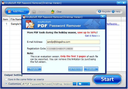 AnyBizSoft PDF Password Remover Register