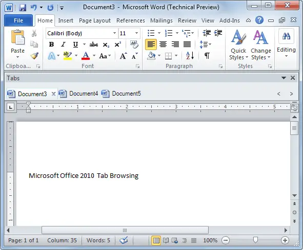 Word Addin Tabs for Microsoft Office 2010