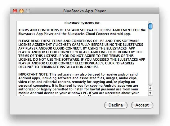 BlueStacks App Player TOS