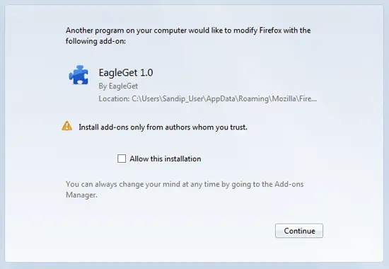 EagleGet Firefox Extention