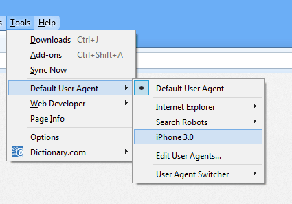 Firefox User Agent Switcher