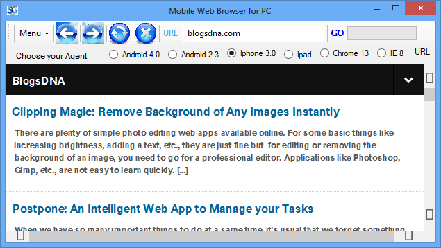 Mobile Web Browser for PC