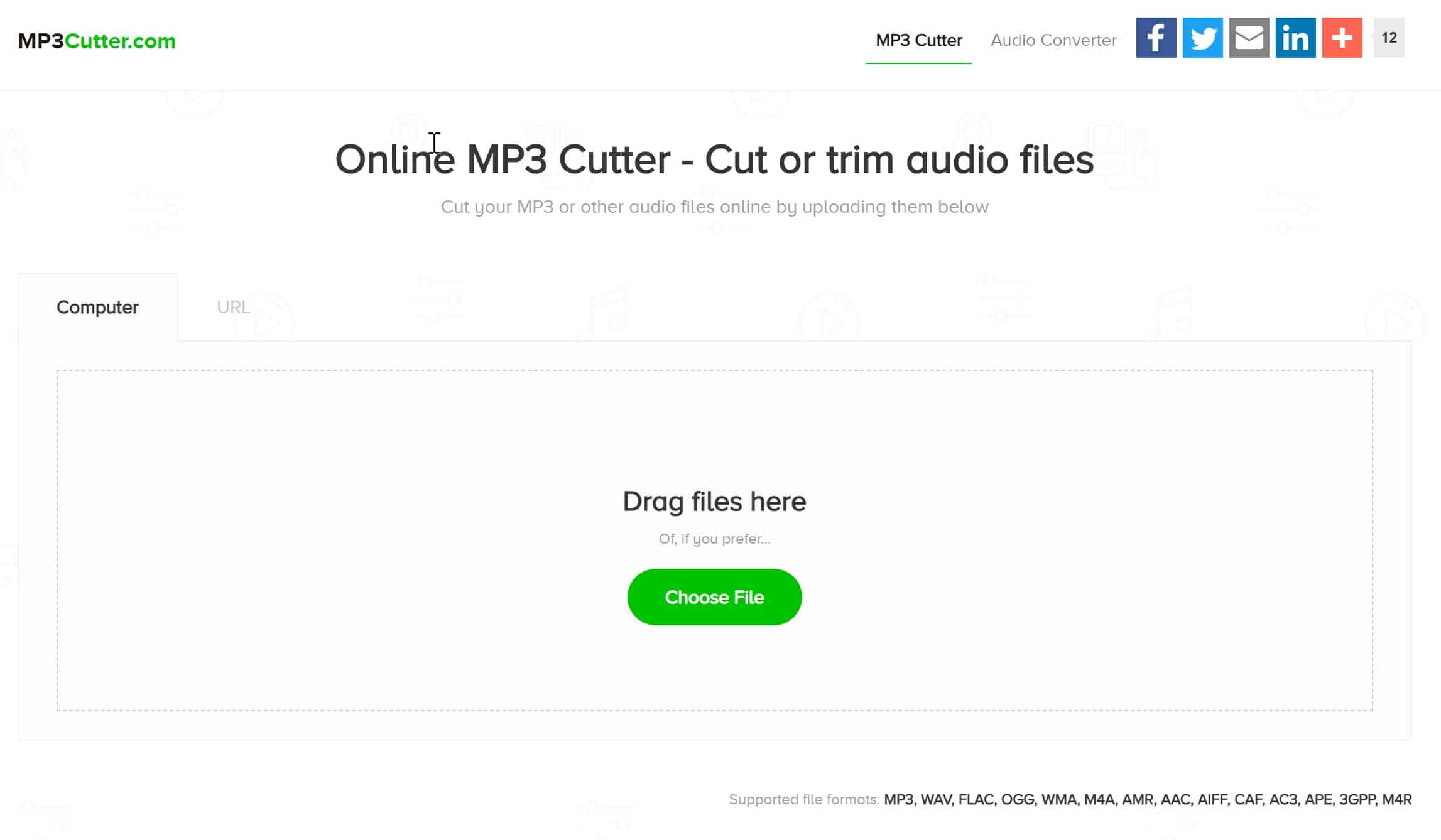 Drag File to Upload mp3cutter.com