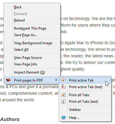 Print pages to PDF 0