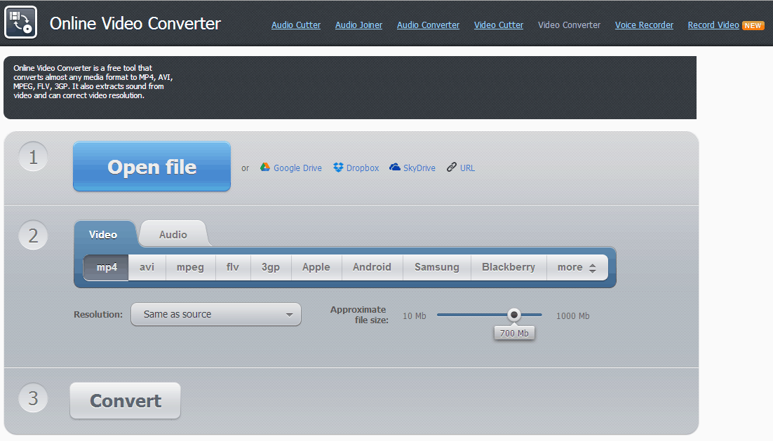 Online video converter