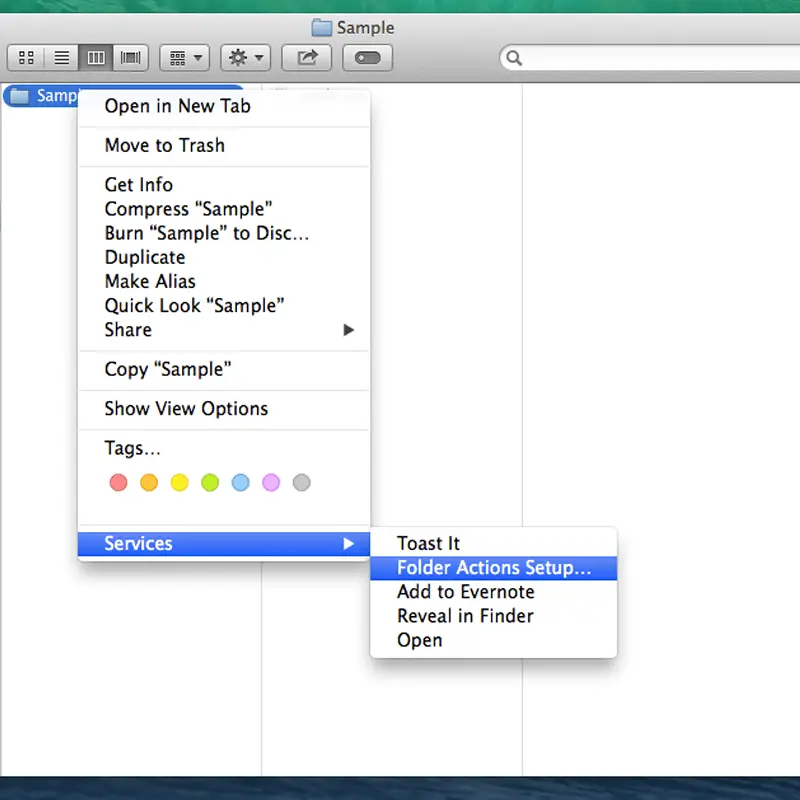 Folder Actions Setup - MAC