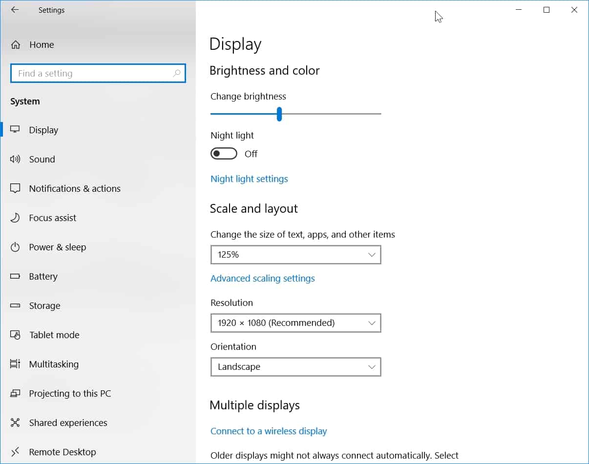 Change Resolution Windows 10