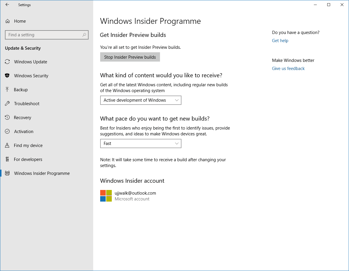 Windows 10 Insider Signup