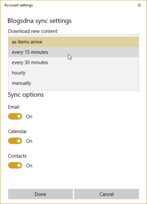 Mailbox Sync Setting