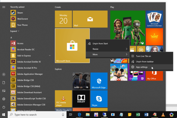 Microsoft Store App - App Settings 2