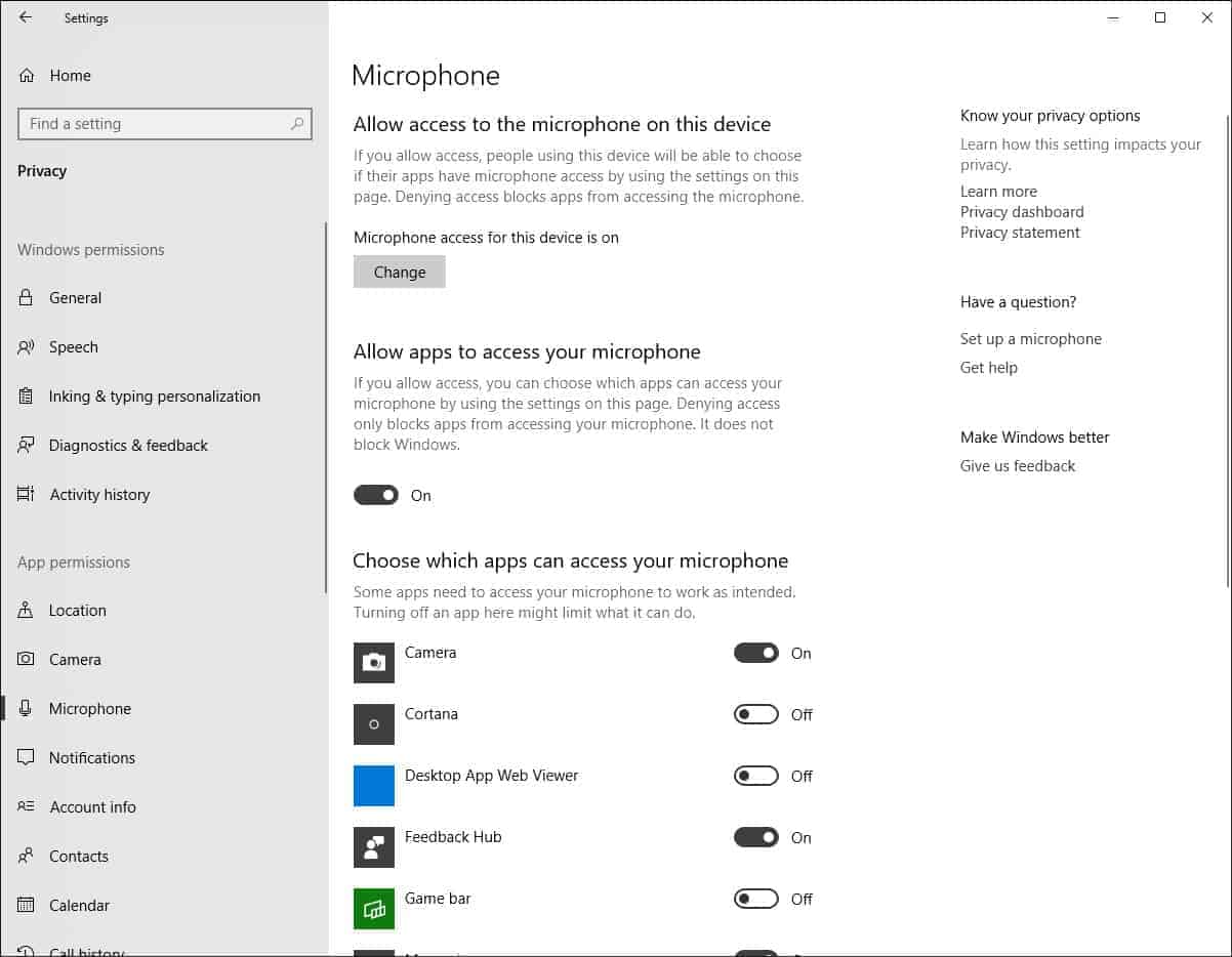 Windows 10 Microphone Privacy Settings Discord