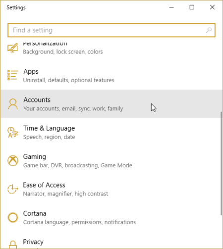 Windows Settings For Accounts
