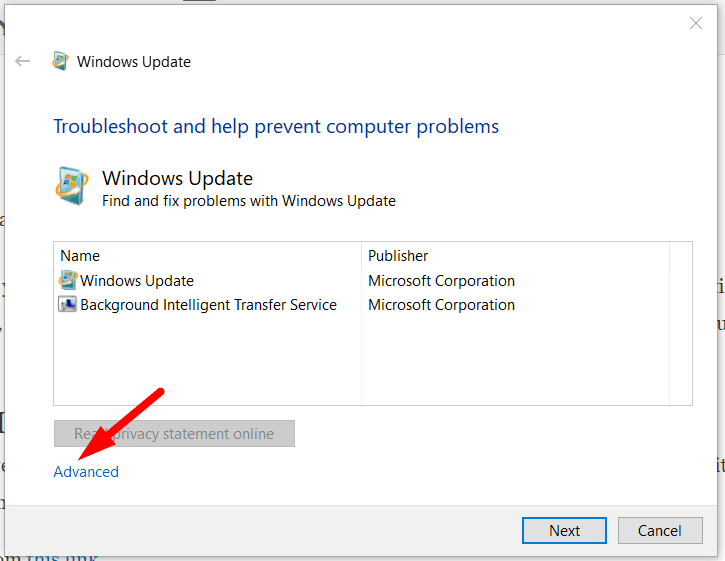 Windows Update troubleshoot