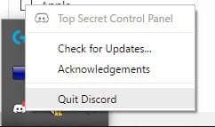 quit Discord Windows 10