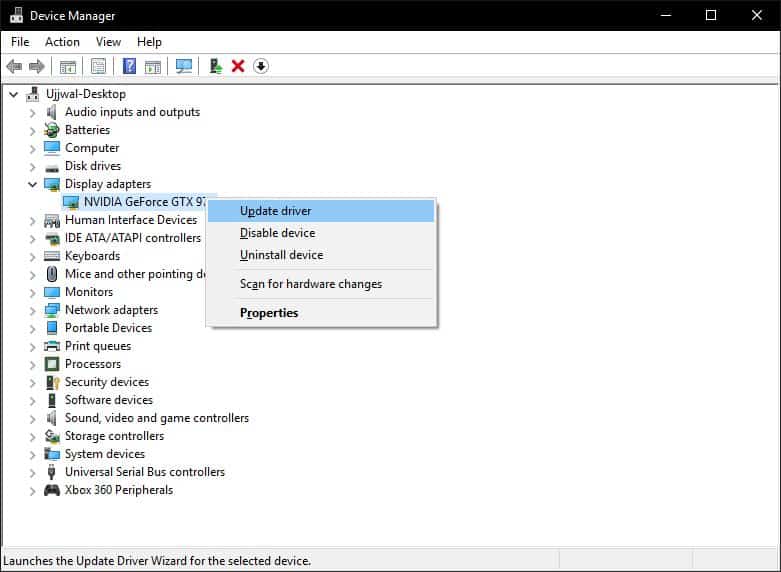 Update display adapter drivers