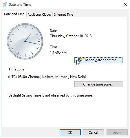 Change Date and Time